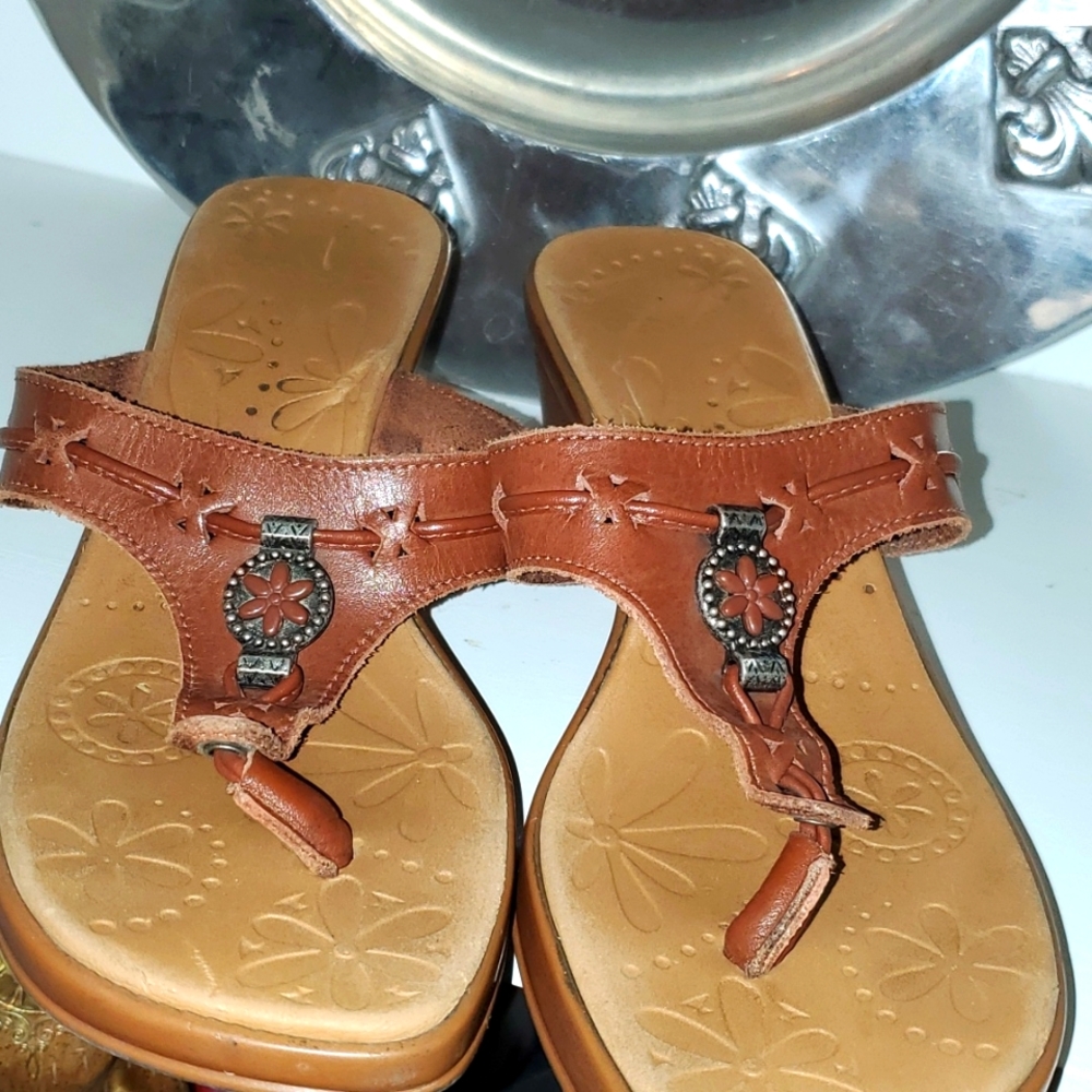 Women's brown leather sandals southwest feel